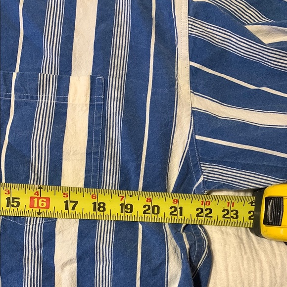 Blue and White Striped Button Down Shirt - Picture 6 of 7